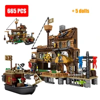 ideas island storm pirates ship adventure house wharf vessel boat movie building blocks houseboat model toys for kids xmas gifts