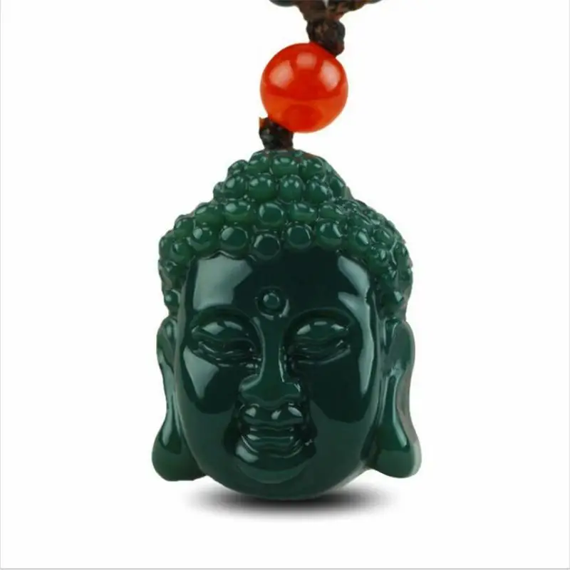 China Natural Nephrite Hetian Jade Rulai Buddha Head Pendant Necklace Gift | Statues &amp Sculptures