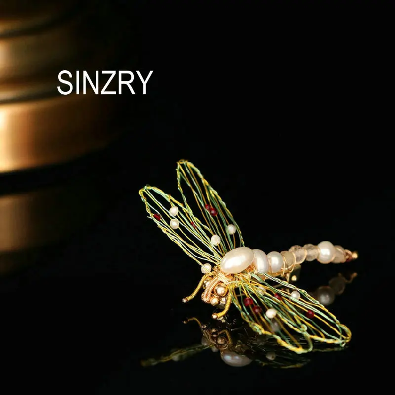 Оригинальная брошь в форме стрекозы SINZRY ручной работы из натурального