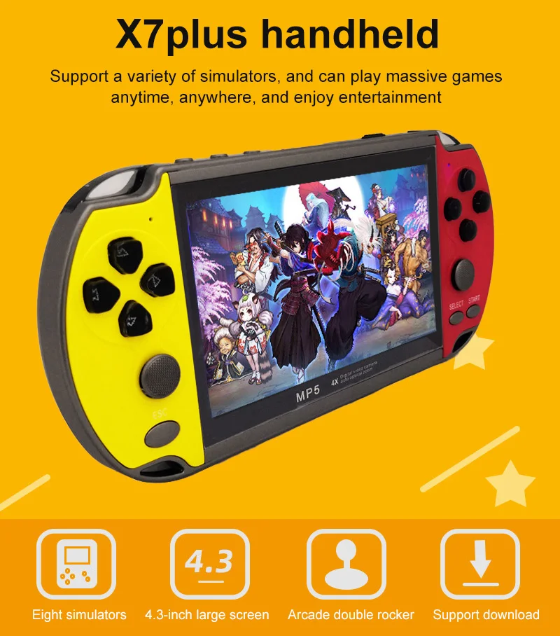 

Игровая консоль 2021 X7PLUS, 4,3 дюйма, ностальгическая Классическая игровая консоль с двойным встряхиванием, 8G, встроенные 6000 игр, поддержка MP4, ви...