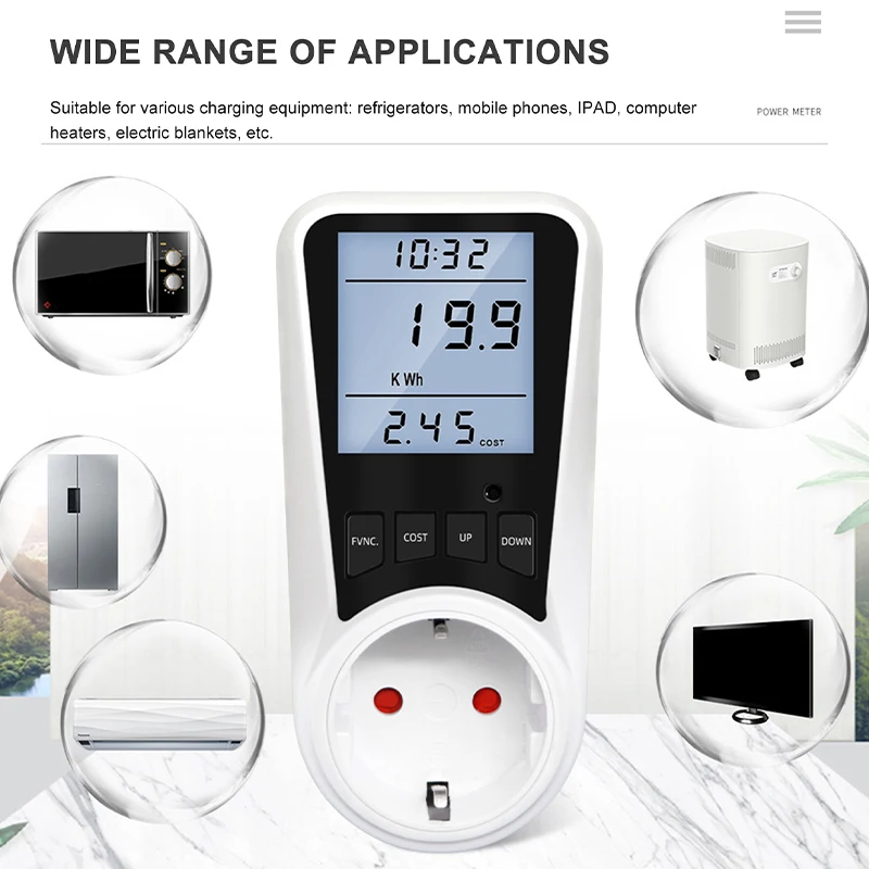 Цифровой измеритель мощности 220 В переменного тока с ЖК дисплеем|Электрические