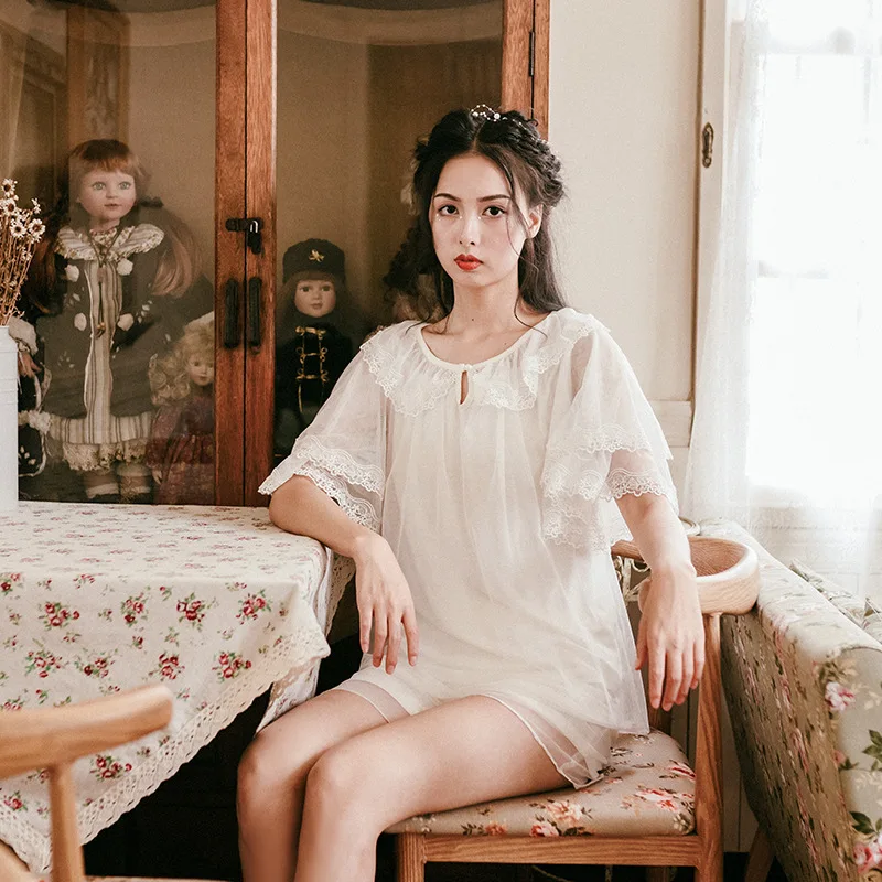 2019 летний пижамный комплект принцессы винтажная кружевная одежда для сна