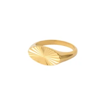 2022 new jewerly tarnish free 18k gold plated stainless steel sunburst oval ring for women