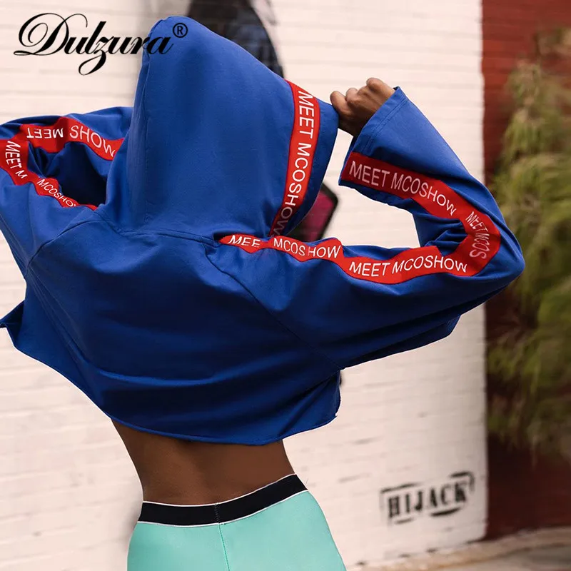 Dulzura 2019 autumn winter women sweatshirt crop top hoodies pullover streetwear patchwork casual festival clthing loose letter | Женская