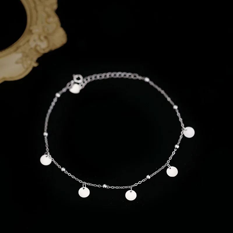 

Bohemian Silver Color Anklets for Women Charms Alloy Metal Wafer Tassel Foot Chain Jewelry Gift 2021 Hot Sale