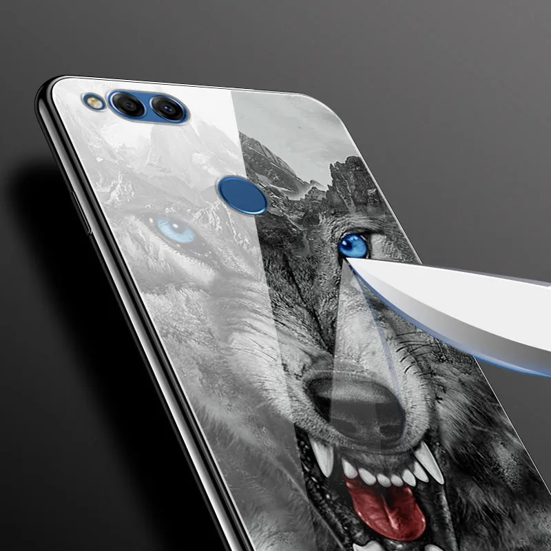 Чехол из закаленного стекла для Huawei Honor 7X 6C 7C Pro мягкий бампер чехол 9X Premium 8X 9 Lite