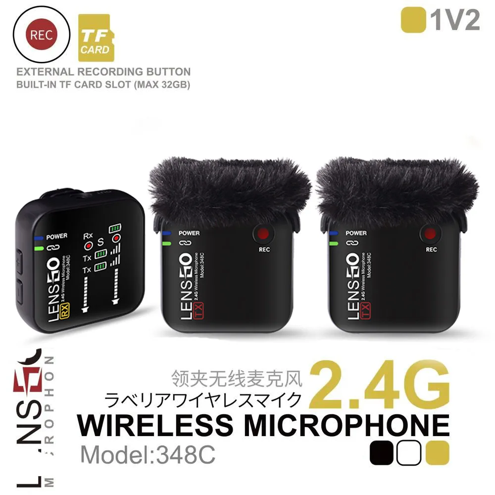 

Lensgo 348C Microphone 2.4G Wireless Lapel Mic Support TF card With Charging Case For Phone Camera for Video Recording Interview