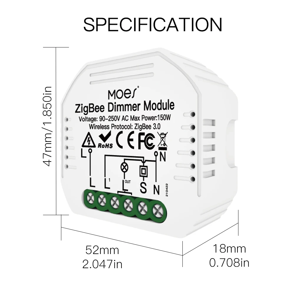 

Moes Mini DIY Tuya ZigBee Dimmer Switch Module Hub Required Smart Life Tuya App Alexa Google Home Voice Control 1/2 way 1 gang
