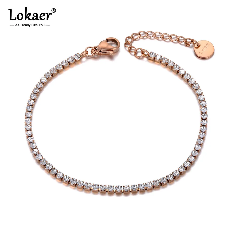 Lokaer сверкающие CZ хрустальные браслеты с подвесками для женщин девочек из