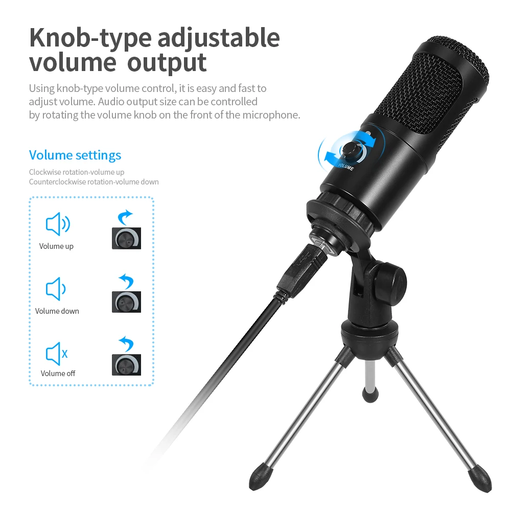 USB профессиональный студийный микрофон металлический конденсаторный