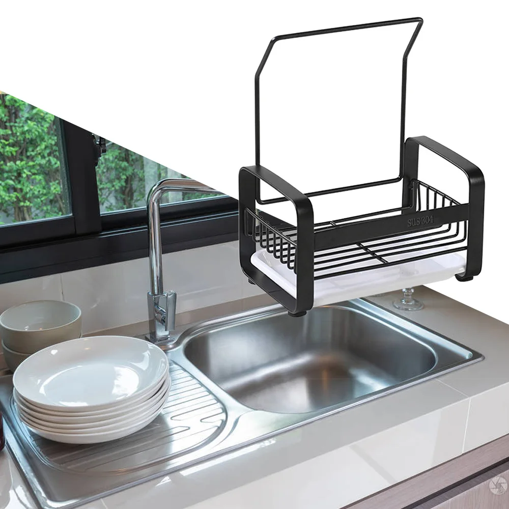 

Sponge Holder Kitchen Sink Caddy Cleaning Brush Soap Cleaning Cloth Organizer Rack With Drain Tray Kitchen Accessories