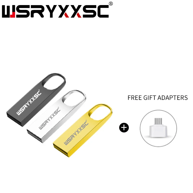 

Wsryxxsc usb flash drive waterproof flash drive 128gb 64gb 32gb 16gb 8gb 4gb silver black and gold usb flash with free otg adapt