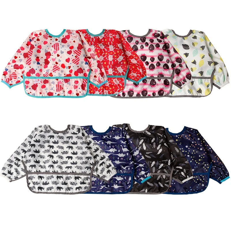 

Long Sleeve Baby Kids Toddler Bib Waterproof Scarf Feeding Apron Pocket Infant Boys Girls 6-24 Months Burp Cloth Banana