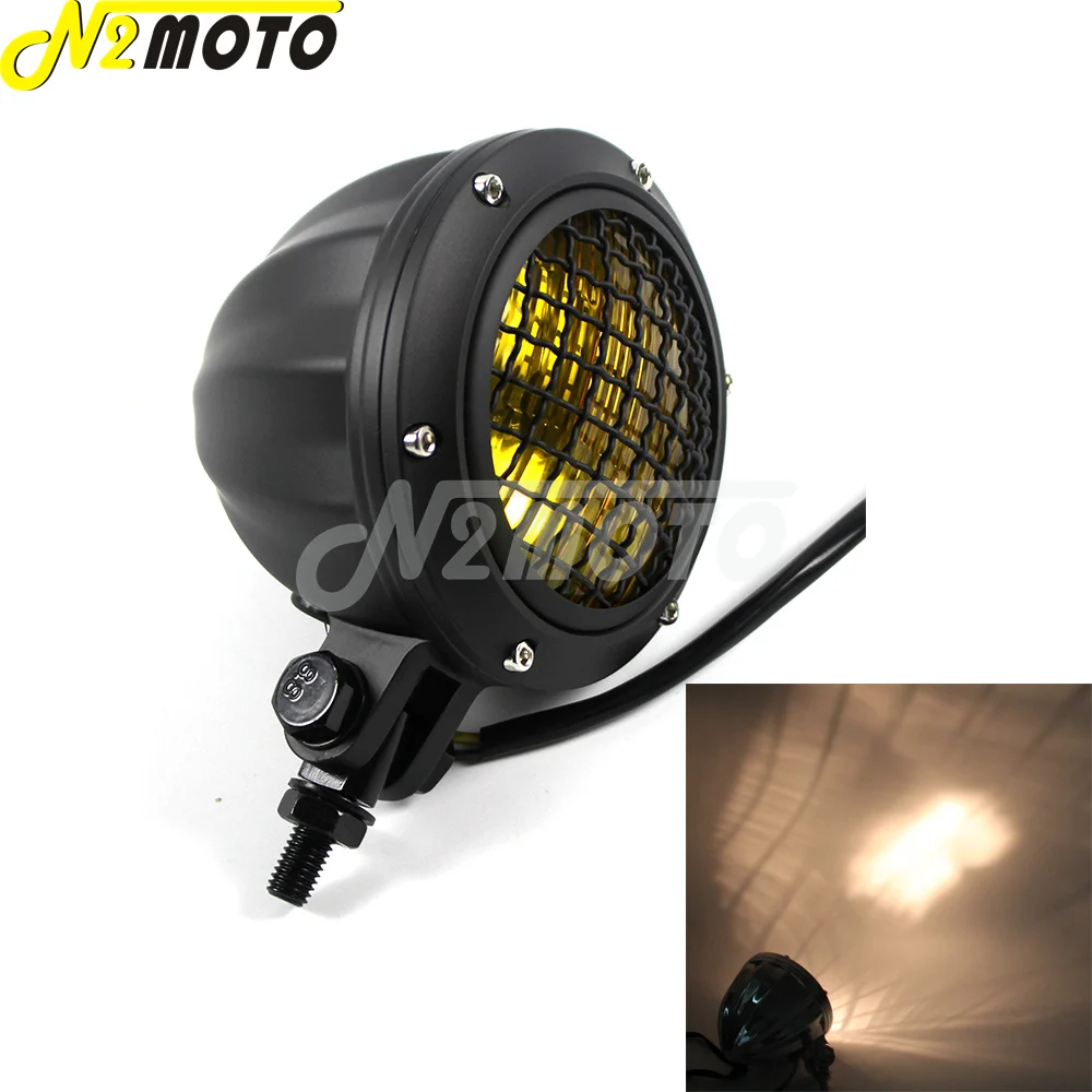 Винтажная мотоциклетная фара 4 5 дюйма с передним грилем дальний и ближний свет в