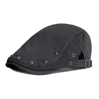 casual cotton rivet beret hats for men spring summer herringbone newsboy cap solid flat peaked cap women duckbill painter hats