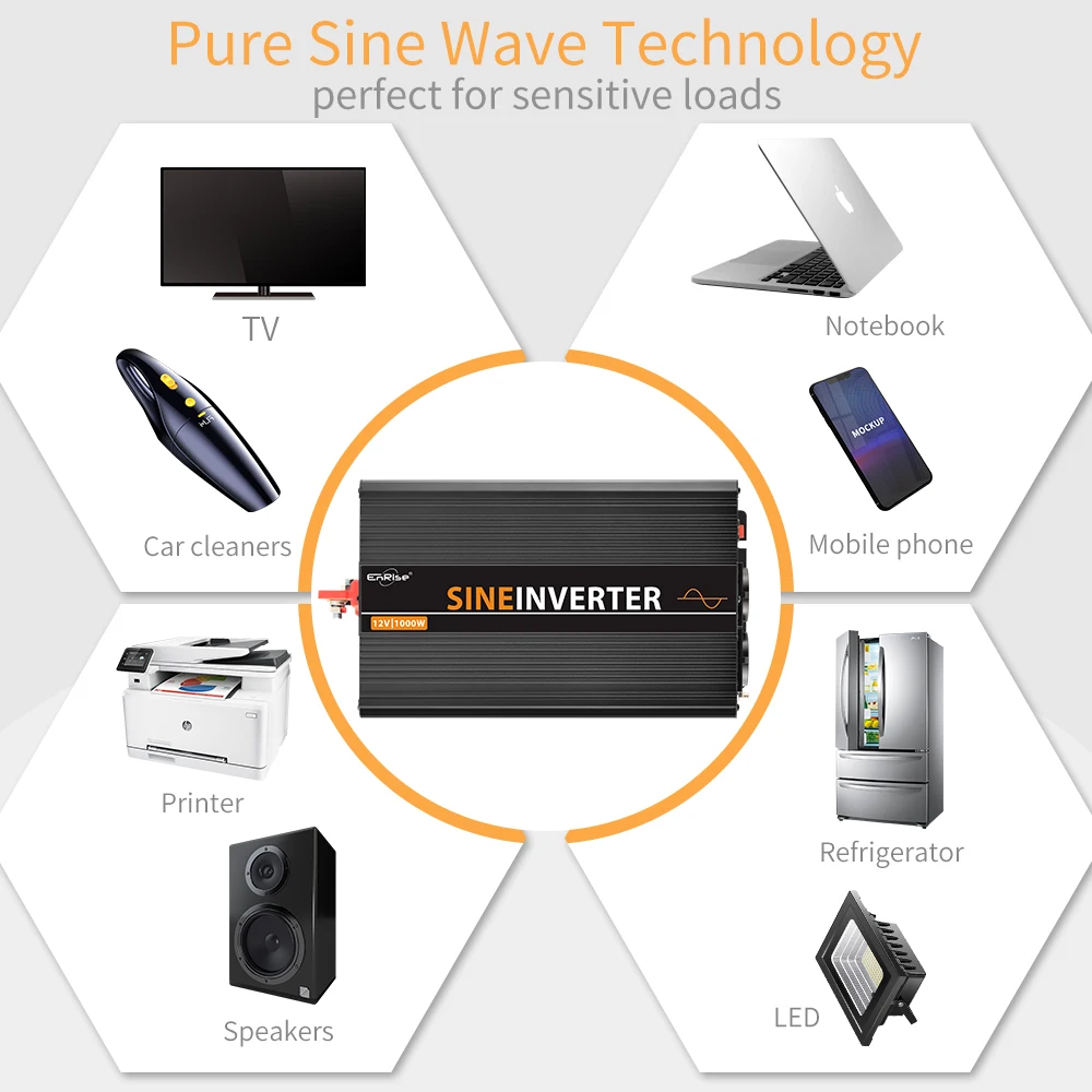 DC 12V to AC 220V 1000w peak 2000w pure sine wave power inverter with LCD remote controller | Обустройство дома