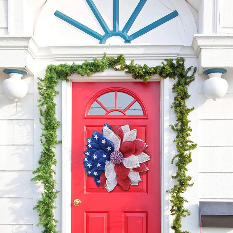 

Independence Day Wreath Veterans Day Garland Front Door Decor Wall Ornaments July of 4th Gift Party Supplies
