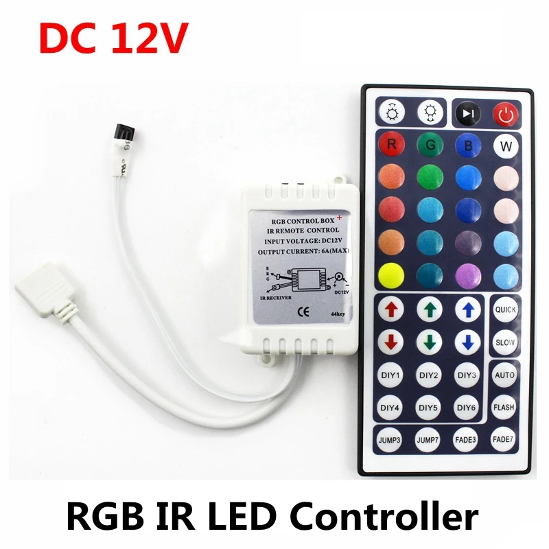 

DC 12V 6A 72W IR RGB LED Controller 44 Keys LED Driver Remote Dimmer For LED Strip RGB SMD 2835 3528 5050 3014 5630