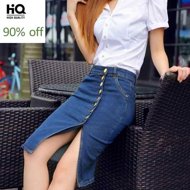 2020 Новая мода тонкая женская джинсовая юбка Женский Большой размер S 5XL 6XL Falda