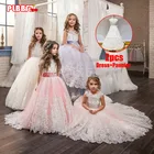 PLBBFZ, рождественское платье для девочек, белая, Розовая модель подружки невесты, детское длинное платье принцессы для вечеринки, свадьбы, 10, 12 лет