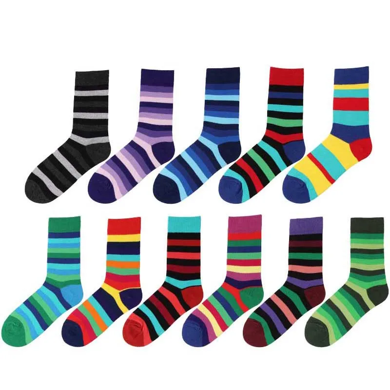 Красочные смешные хлопковые полосатые парные носки в арт-стиле новинка