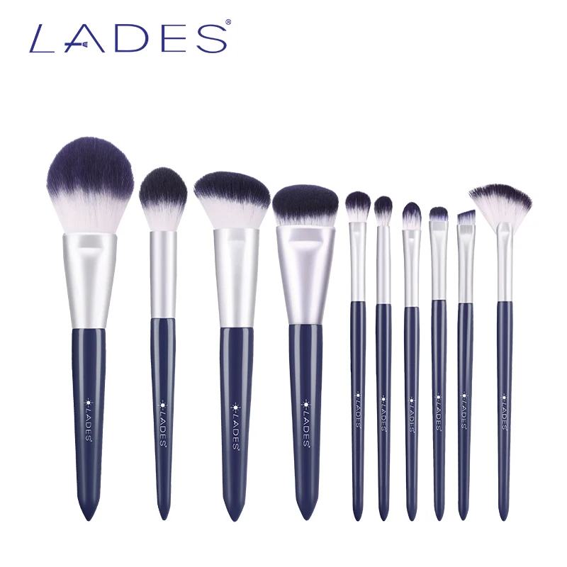 ST10BH(L) LADES, 10 шт., наборы кистей для макияжа, пудра, румяна, основа, Кисть для макияжа, кисть для растушевки теней, синий/серебристый цвет, инструменты для красоты - Handle Color: ST10BH(L)