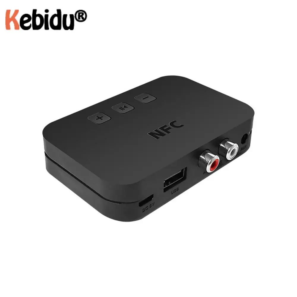 

Kebidu Smart NFC Bluetooth 5,0 аудио приемник с A2DP RCA AUX 3,5 мм USB воспроизведение стерео аудио беспроводной адаптер для автомобильного динамика