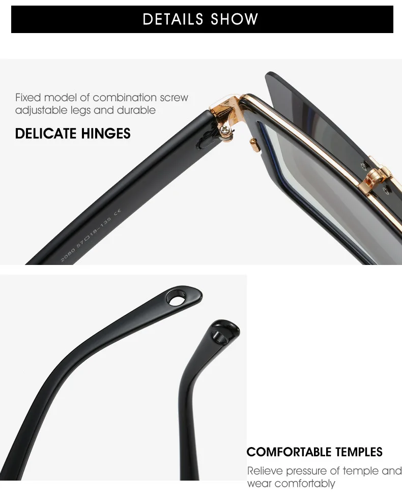 High Quality Sunglasses Men Fashion Square Flip Cover Sun Glasses For Women Vintage Luxury Brand Sunglass Shades Okulary