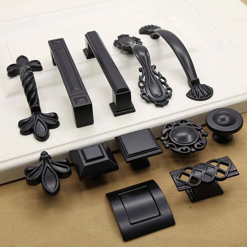 Современная Минималистичная черная ручка Европейский квадратный цинковый сплав