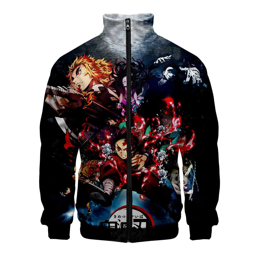 

New Demon Slayer 3d Print Stand Collar Zipper Jacket Men Women Zip Up Sweatshirt Autumn Winter Boys Girls Jacket Outwear Clothes