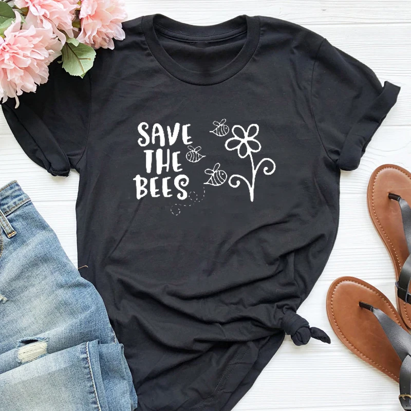 Save The Bees женские рубашки эстетическая сохраняет нашу планету зеленая футболка