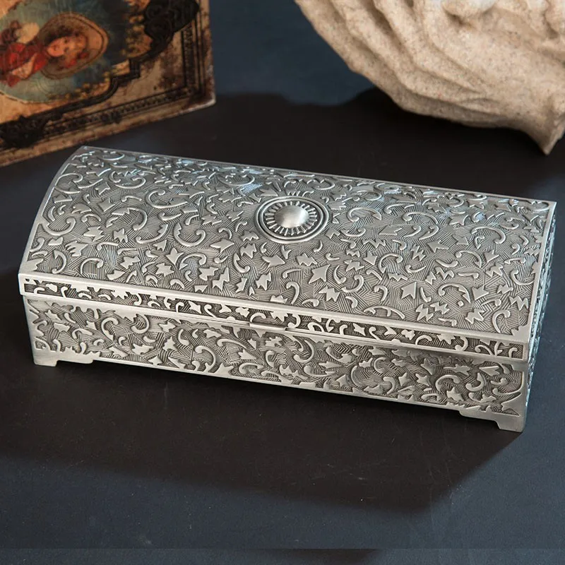 

Креативная Классическая Металлическая Шкатулка В Европейском ретро стиле для Хранения Драгоценностей шкатулка для ожерелий колец серег браслетов Подарочный нагрудный чехол