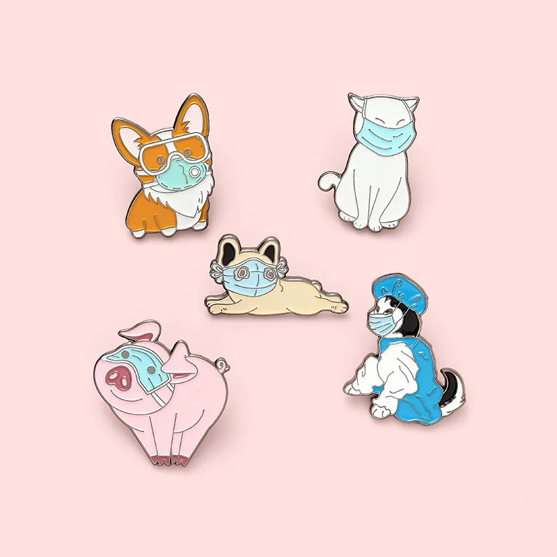 LAMEMDEE Симпатичные броши в виде животных для женщин кошка собака свинка корги