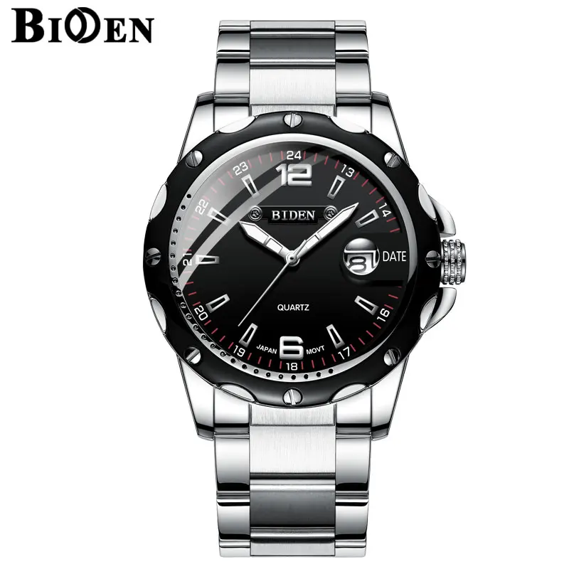 BIDEN Luxury Brand Calendar Quartz Business Men Watch Waterproof Stainless Steel Sport Wrist Man Clock relogio masculino | Наручные часы