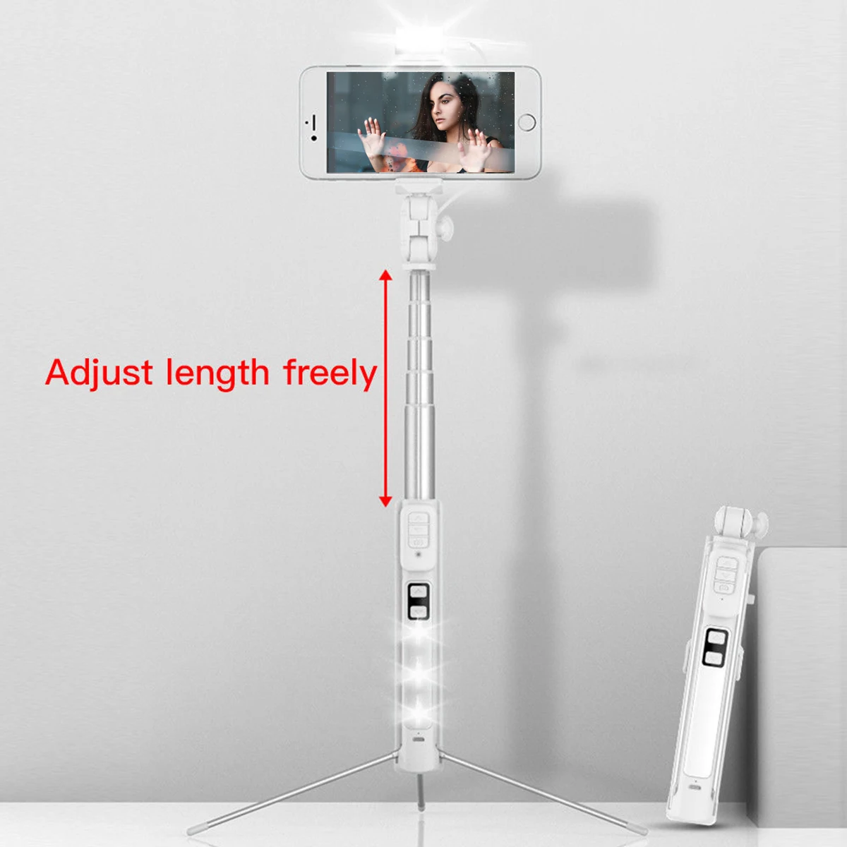 Беспроводной BT селфи Палка с пультом дистанционного управления Выдвижной клип