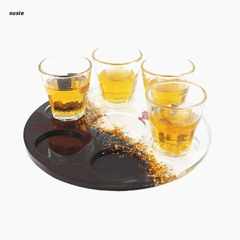 

DIY Coaster Cup Mat Crystal Epoxy Resin Mold Serving Plate Tray Silicone Mould X7YA