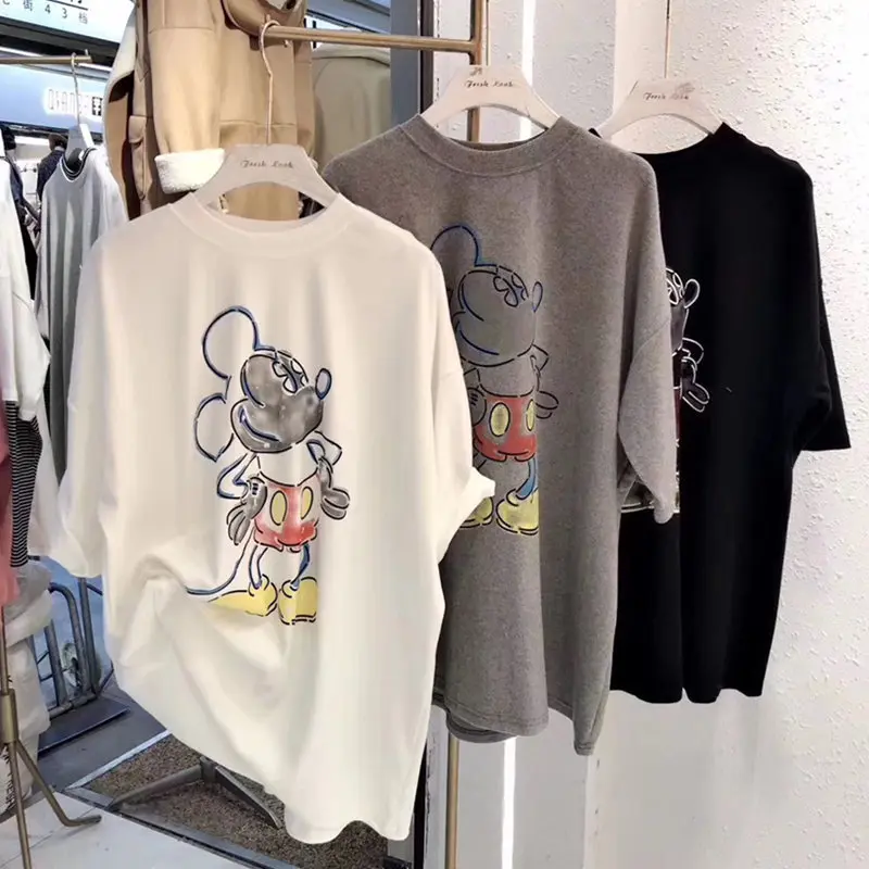 Harajuku/футболка с принтом мышки из мультфильма Король Лев модная футболка круглым