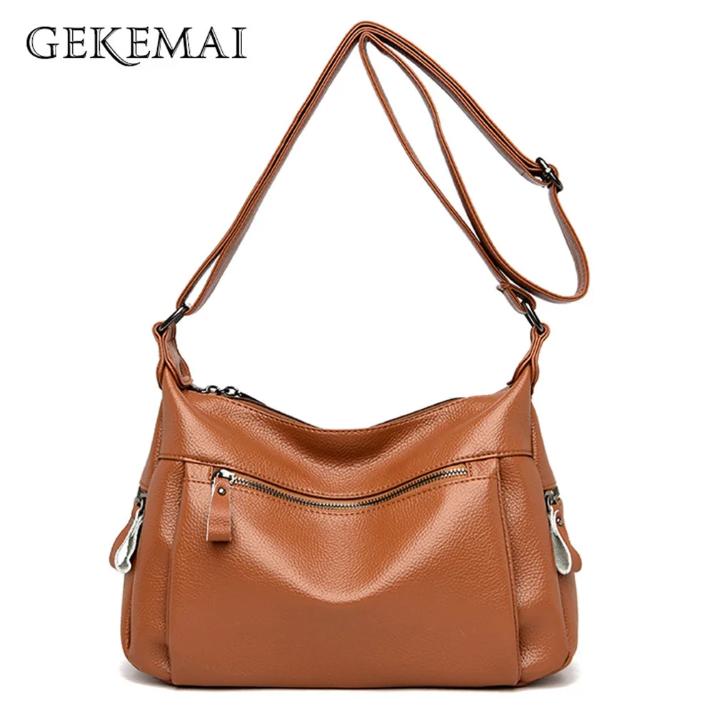 

Solid Color Soft Leather Crossbody Bags for Women New Large Capacity Shoulder Bag Bolsa Female Casual Travel Messenger Bag Sac