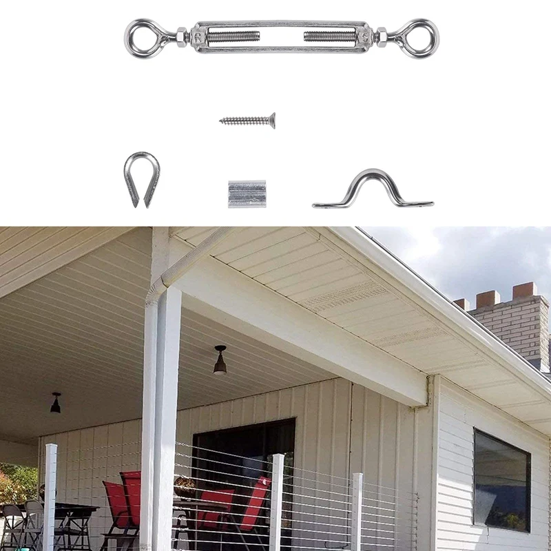 

25Pcs T316 Stainless Steel Cable Railing Kits for Wood Posts DIY Balustrade Kit with Jaw Swage Fork Turnbuckle