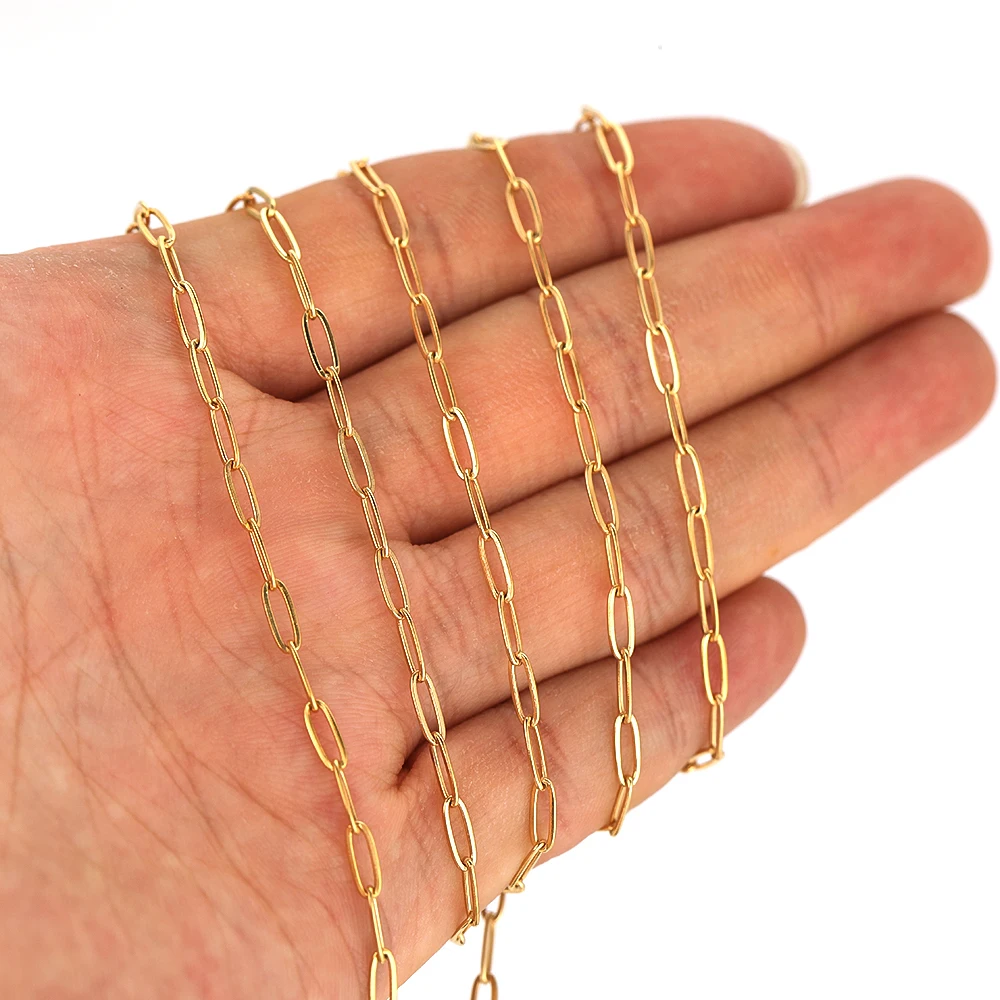 Плоские звенья для кабеля из нержавеющей стали 2 метра 5 мм золотые цепочки