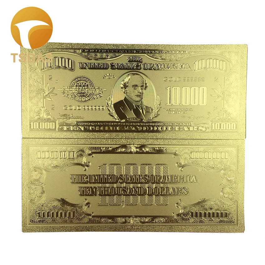 Новое издание американских 10 000 долларов купюр металлическая чистая Золотая
