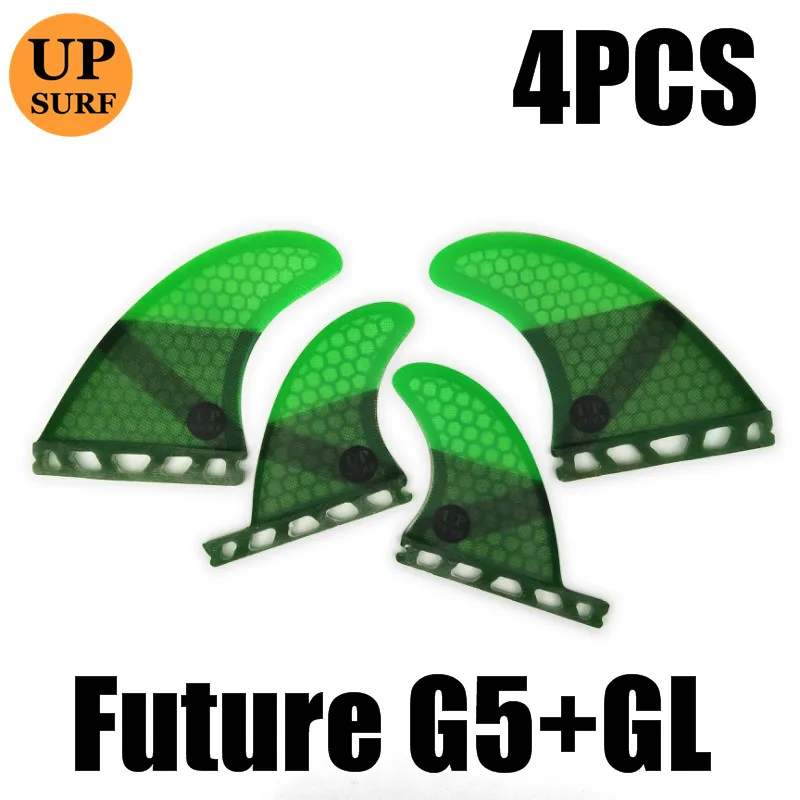 5 шт./4 шт. набор плавников Upsurf Future Fin G5+ GL плавники для серфинга стекловолокно соты Quad плавники Quilhas Thruster - Цвет: 4pcs green