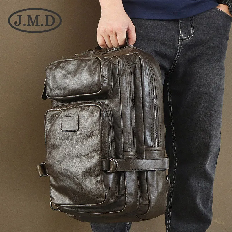 J.M.D новинка 2019 высокое качество 100% натуральная кожа мужская коричневая серая