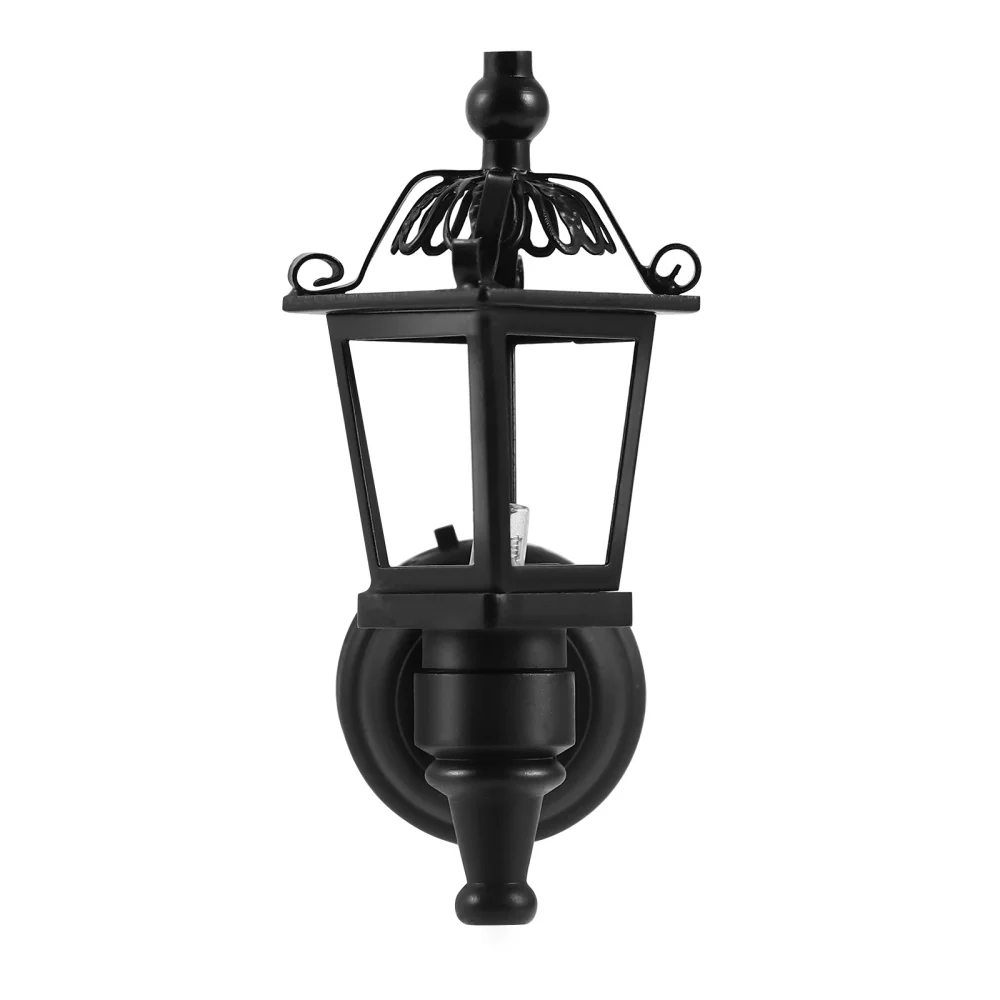 

LEORX 1:12 LED Wall Lamp Mini House Wall Light Miniature Lantern DIY Decor Acessory (Black)