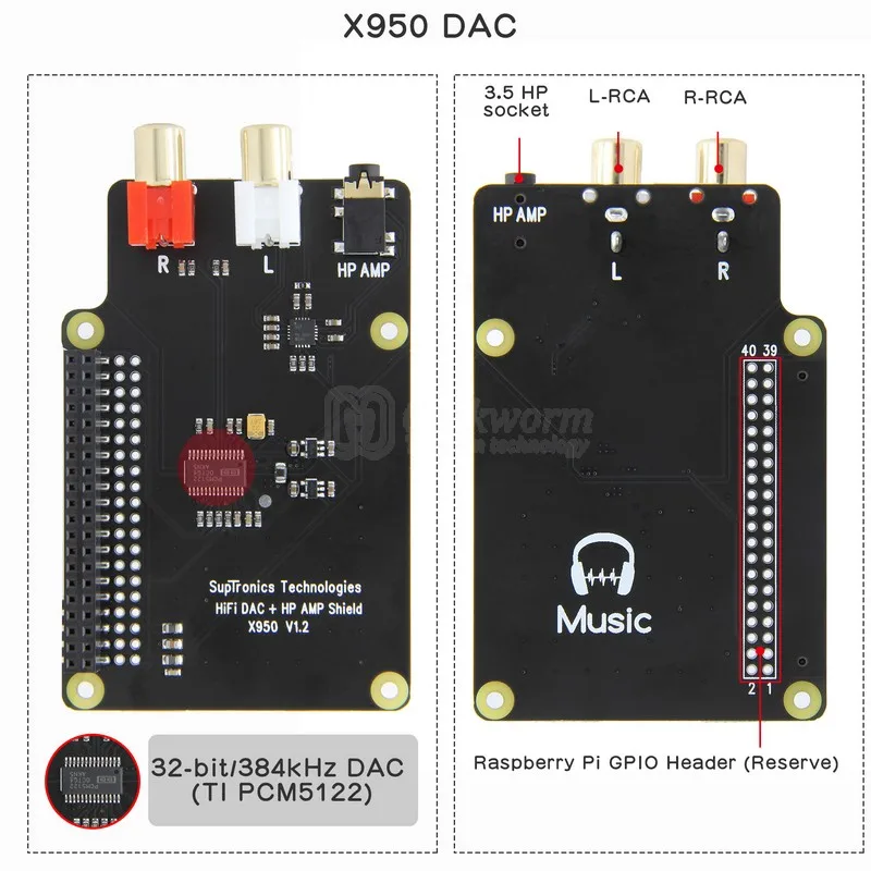 Geekworm DACPi для Raspberry Pi 4 Модель B NUC алюминиевый чехол с X950 аудио ЦАП щит и радиатор
