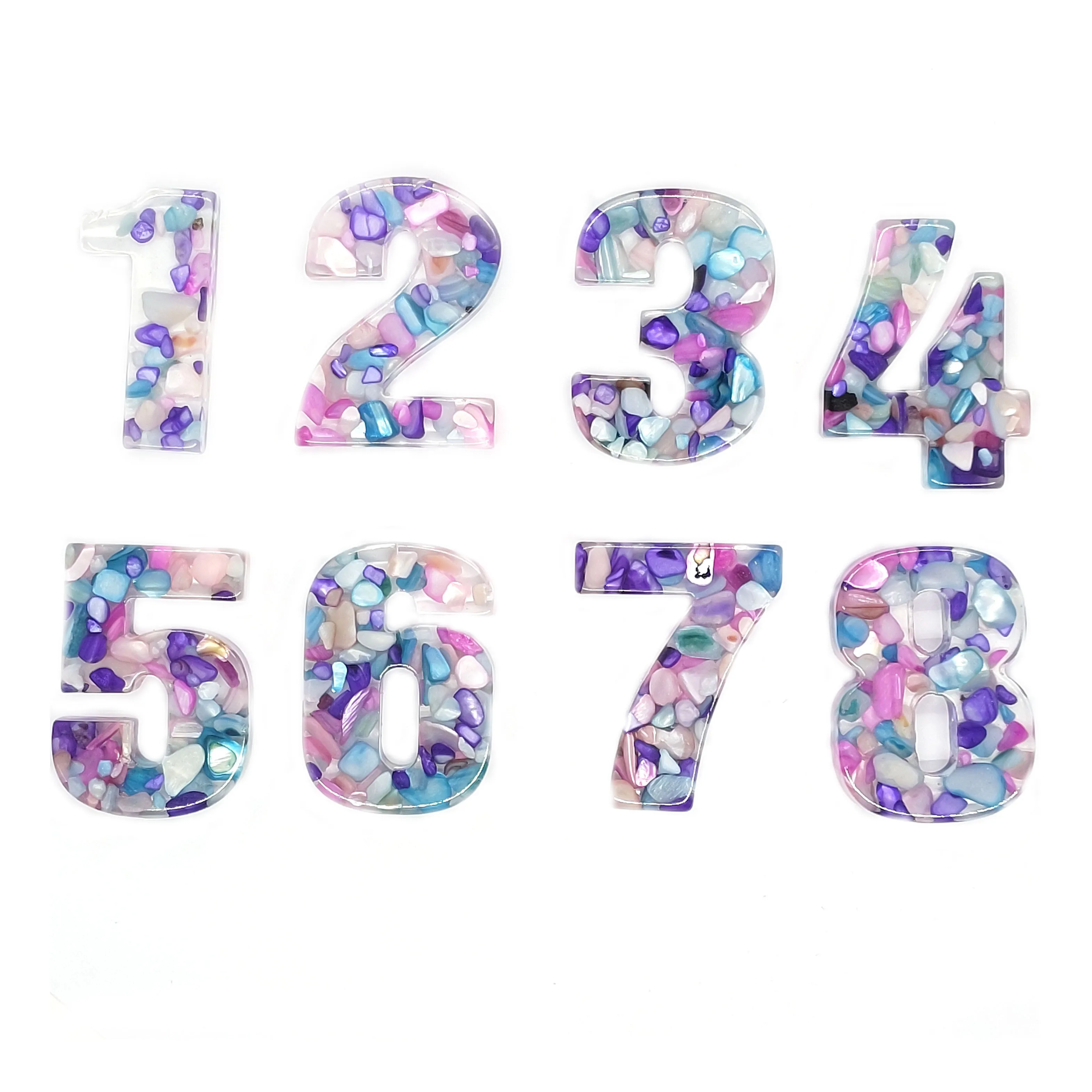 

Digital Shape Colorful Pendant Natural Resin Perforation DIY Making Necklace Jewelry Female Gift Accessories Bracelet Decoration