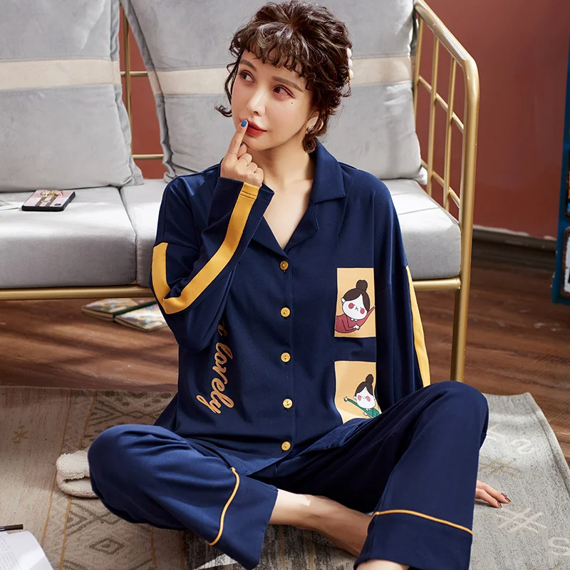 

Spring New Cotton Women's Pajamas Long-Sleeved Trousers Trouser Suits Women's Home Clothes Women's Sleepwear