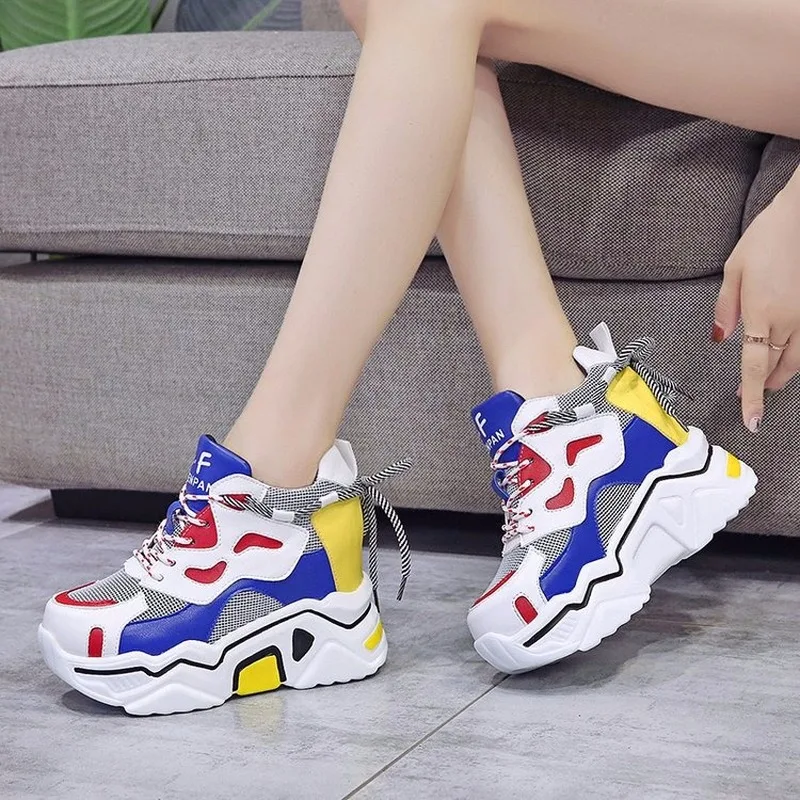 Кроссовки Женская обувь на широком кроссовки высоком каблуке каждый день basket femme