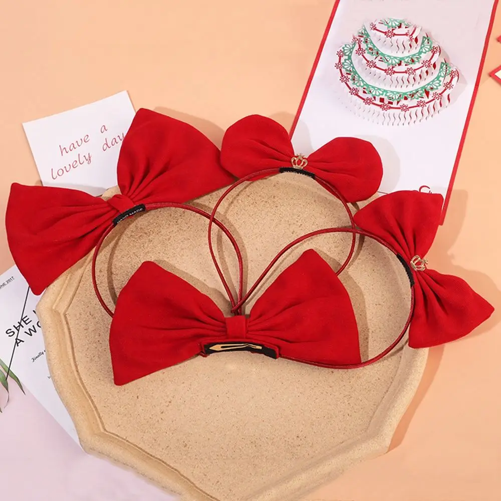 

1 Pc 2021 New Girls Red Butterfly Bowknot Headband Shiny Sequins Love Bowknot Decoration Funny Hair Hoop