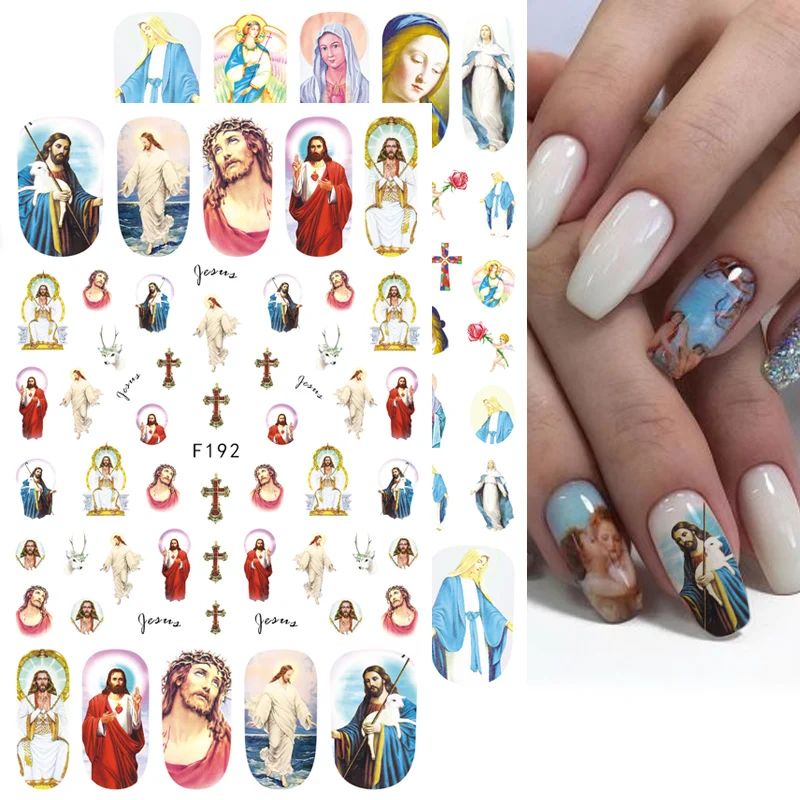 3D Nail Stickers Adhesive Decals Marilyn Monroe Jesus Virgin Mary Art Sliders Foils Paper Decorations Manicure TRF185-193 | Красота и